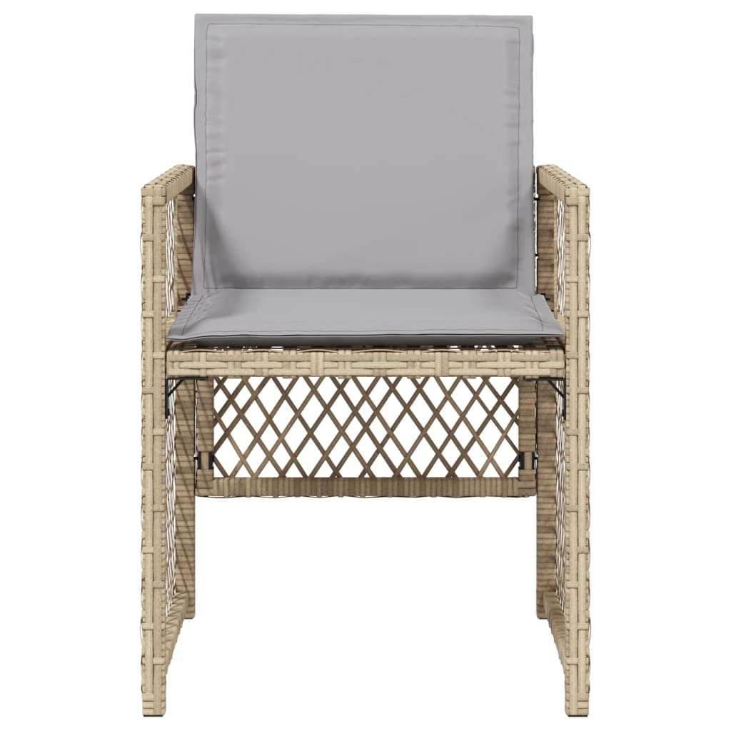 Sedie da Giardino con Cuscini 4 pz Beige Misto in Polyrattan 364955