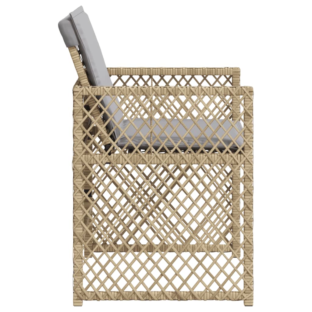 Sedie da Giardino con Cuscini 4 pz Beige Misto in Polyrattan