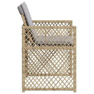 Sedie da Giardino con Cuscini 4 pz Beige Misto in Polyrattan