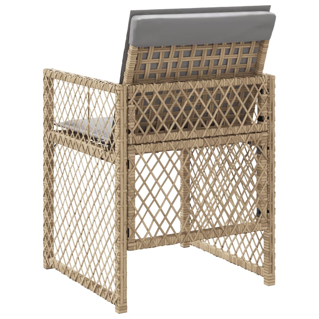 Sedie da Giardino con Cuscini 4 pz Beige Misto in Polyrattan 364955