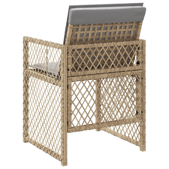 Sedie da Giardino con Cuscini 4 pz Beige Misto in Polyrattan 364955
