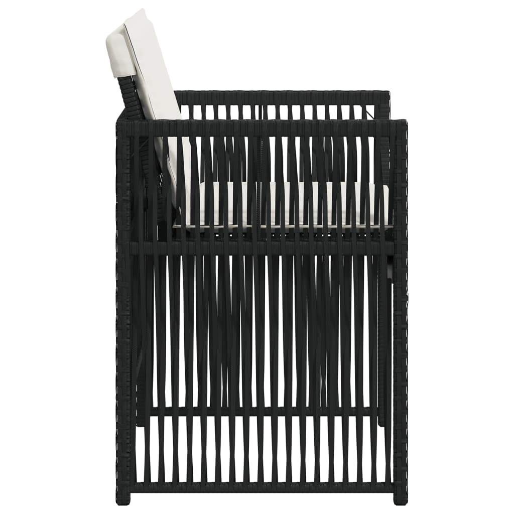 Sedie da Giardino con Cuscini 4 pz Nere in Polyrattan 364966