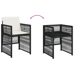 Sedie da Giardino con Cuscini 4 pz Nere in Polyrattan 364966