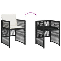 Sedie da Giardino con Cuscini 4 pz Nere in Polyrattan