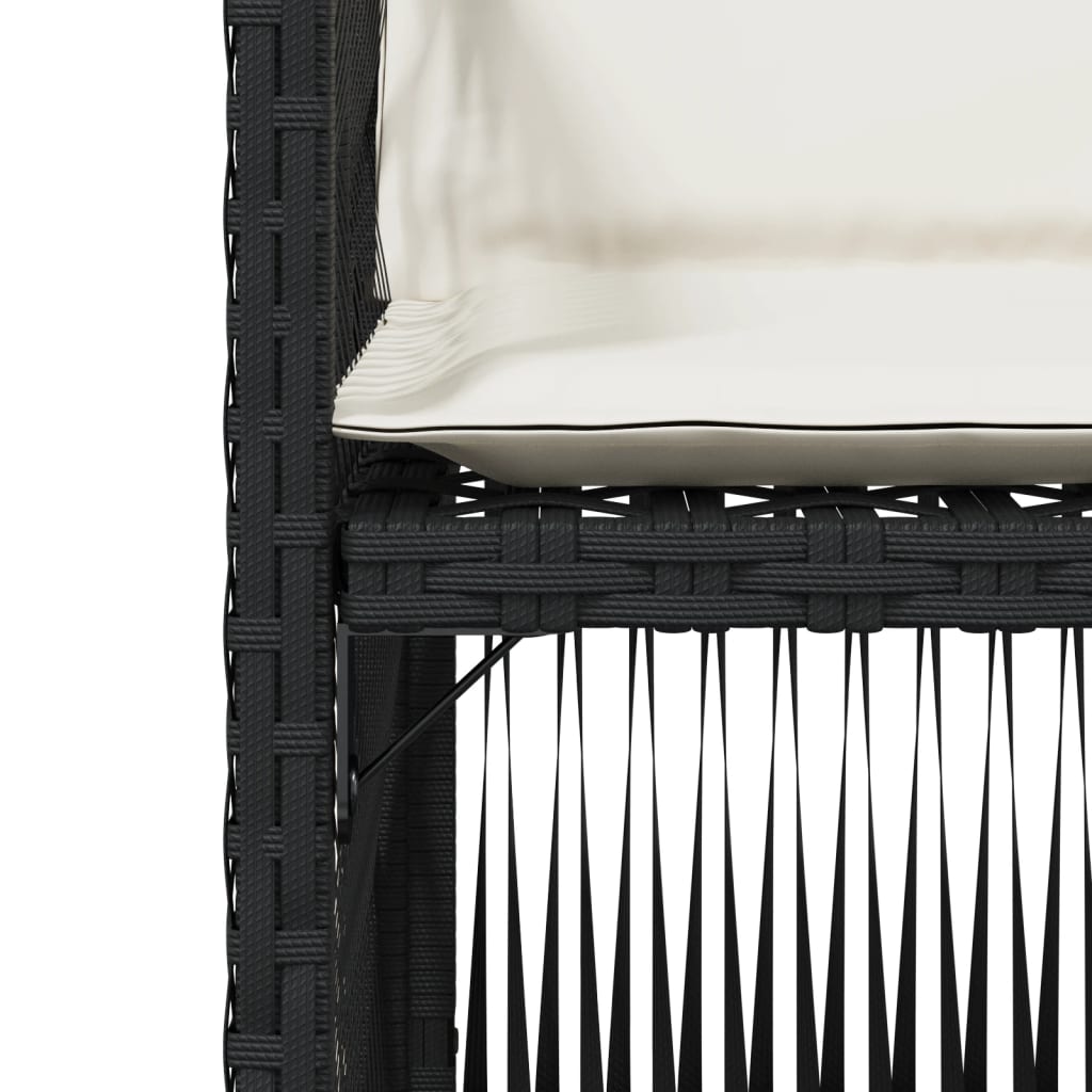 Sedie da Giardino con Cuscini 4 pz Nere in Polyrattan