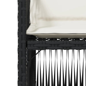 Sedie da Giardino con Cuscini 4 pz Nere in Polyrattan