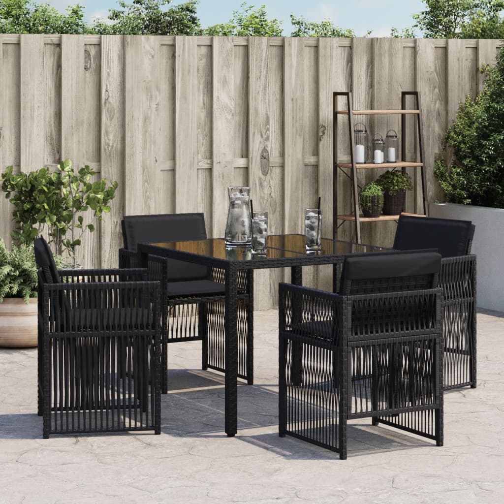Sedie da Giardino con Cuscini 4 pz Nere in Polyrattan 364967