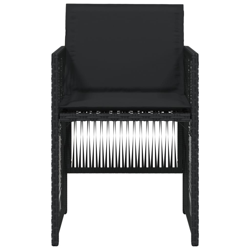 Sedie da Giardino con Cuscini 4 pz Nere in Polyrattan 364967
