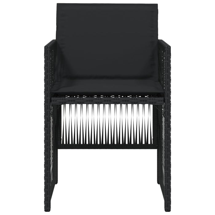 Sedie da Giardino con Cuscini 4 pz Nere in Polyrattan