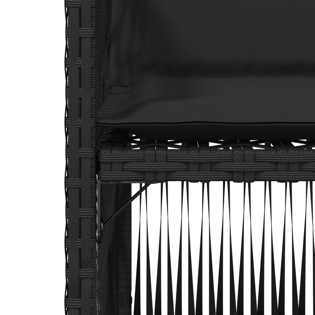 Sedie da Giardino con Cuscini 4 pz Nere in Polyrattan 364967