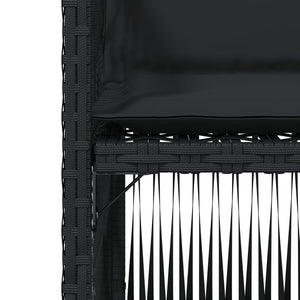 Sedie da Giardino con Cuscini 4 pz Nere in Polyrattan