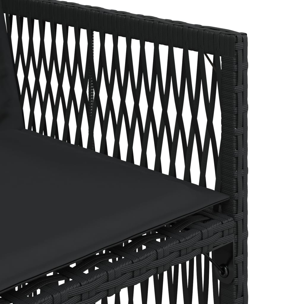 Sedie da Giardino con Cuscini 4 pz Nere in Polyrattan