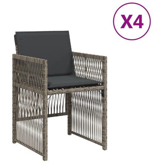 Sedie da Giardino con Cuscini 4pz Grigio in Polyrattan 364968