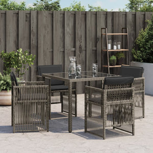 Sedie da Giardino con Cuscini 4pz Grigio in Polyrattan 364968