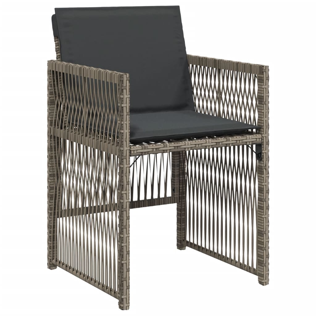 Sedie da Giardino con Cuscini 4pz Grigio in Polyrattan 364968