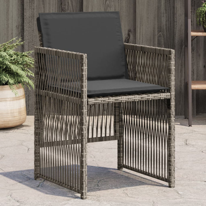 Sedie da Giardino con Cuscini 4pz Grigio in Polyrattan 364968