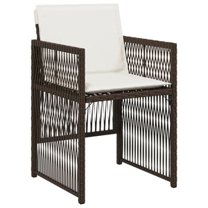 Sedie da Giardino con Cuscini 4 pz Marroni in Polyrattan