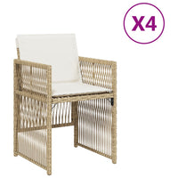 Sedie da Giardino con Cuscini 4 pz Beige in Polyrattan
