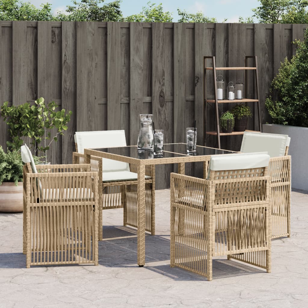 Sedie da Giardino con Cuscini 4 pz Beige in Polyrattan 364970