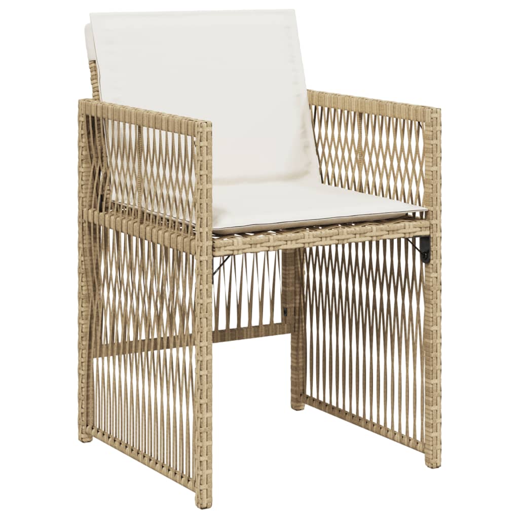 Sedie da Giardino con Cuscini 4 pz Beige in Polyrattan