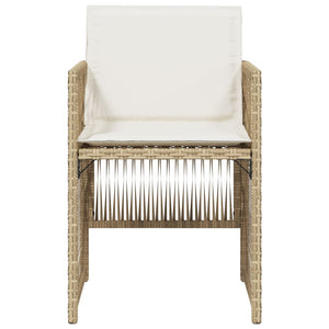 Sedie da Giardino con Cuscini 4 pz Beige in Polyrattan