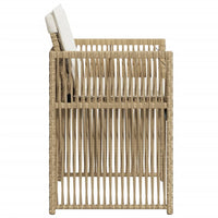 Sedie da Giardino con Cuscini 4 pz Beige in Polyrattan