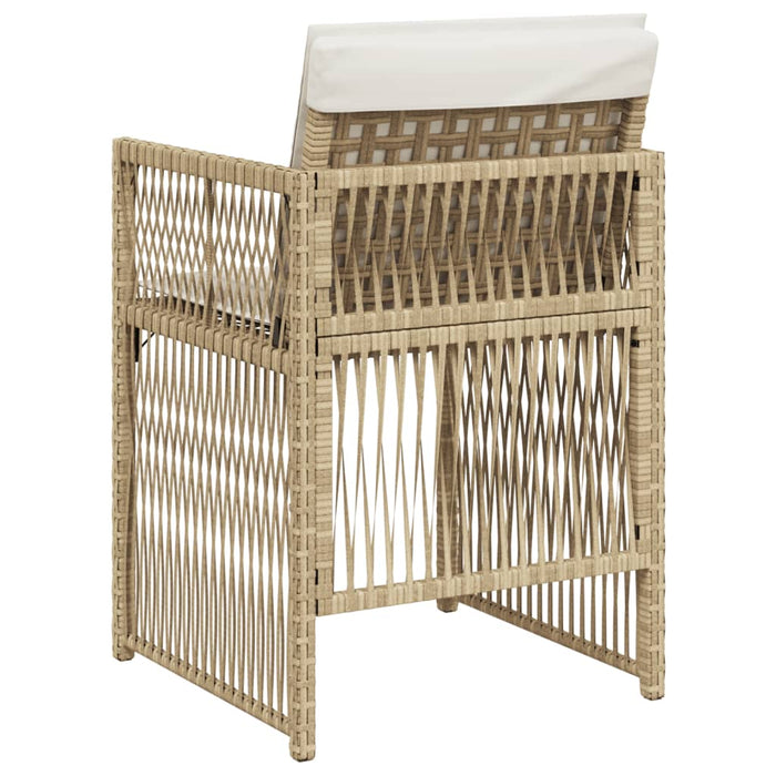 Sedie da Giardino con Cuscini 4 pz Beige in Polyrattan