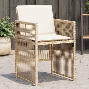 Sedie da Giardino con Cuscini 4 pz Beige in Polyrattan