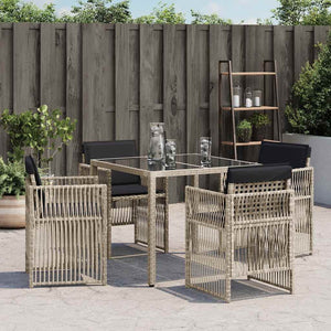 Sedie da Giardino con Cuscini 4 pz Grigio Chiaro in Polyrattan