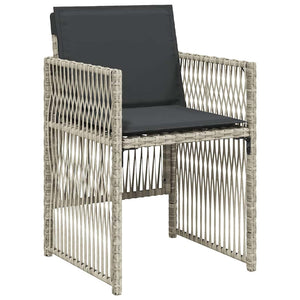 Sedie da Giardino con Cuscini 4 pz Grigio Chiaro in Polyrattan