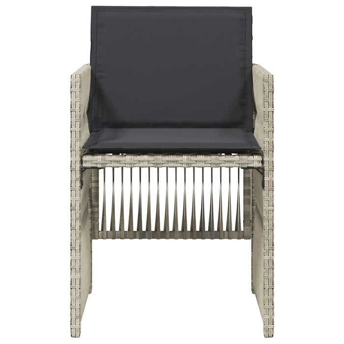 Sedie da Giardino con Cuscini 4 pz Grigio Chiaro in Polyrattan