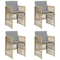 Sedie da Giardino con Cuscini 4 pz Beige Misto in Polyrattan 364972