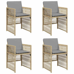 Sedie da Giardino con Cuscini 4 pz Beige Misto in Polyrattan 364972