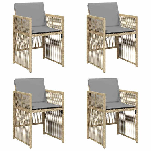 Sedie da Giardino con Cuscini 4 pz Beige Misto in Polyrattan