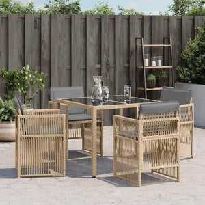 Sedie da Giardino con Cuscini 4 pz Beige Misto in Polyrattan