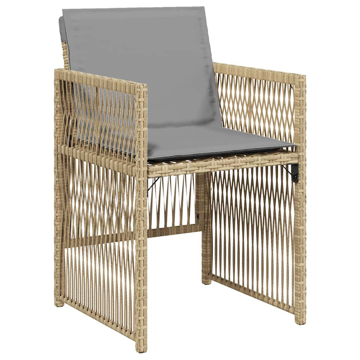 Sedie da Giardino con Cuscini 4 pz Beige Misto in Polyrattan