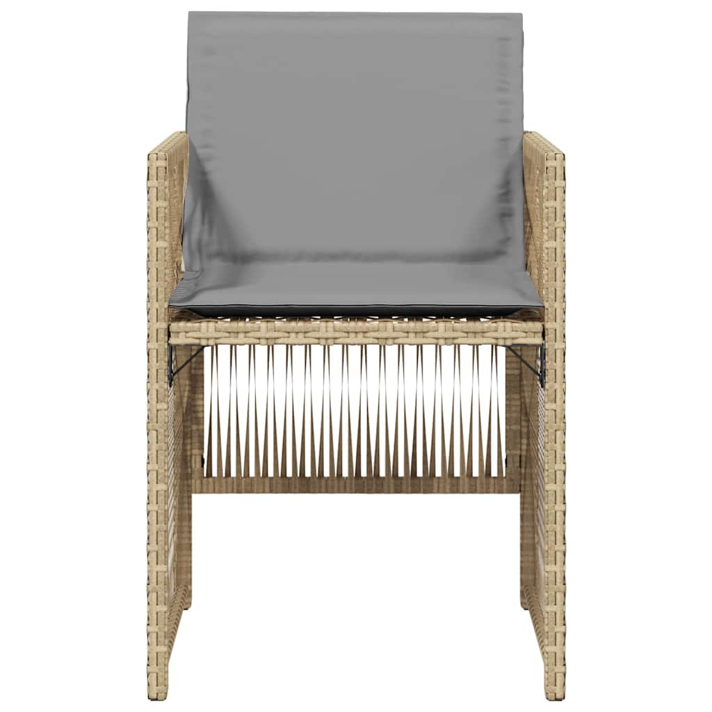 Sedie da Giardino con Cuscini 4 pz Beige Misto in Polyrattan