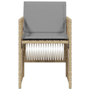 Sedie da Giardino con Cuscini 4 pz Beige Misto in Polyrattan