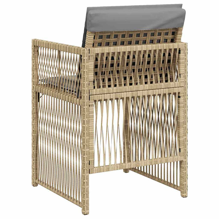 Sedie da Giardino con Cuscini 4 pz Beige Misto in Polyrattan