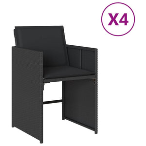 vidaXL Sedie da Giardino con Cuscini 4 pz Nere in Polyrattan