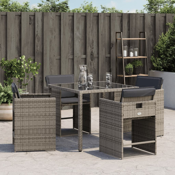 Sedie da Giardino con Cuscini 4pz Grigio in Polyrattan 364985