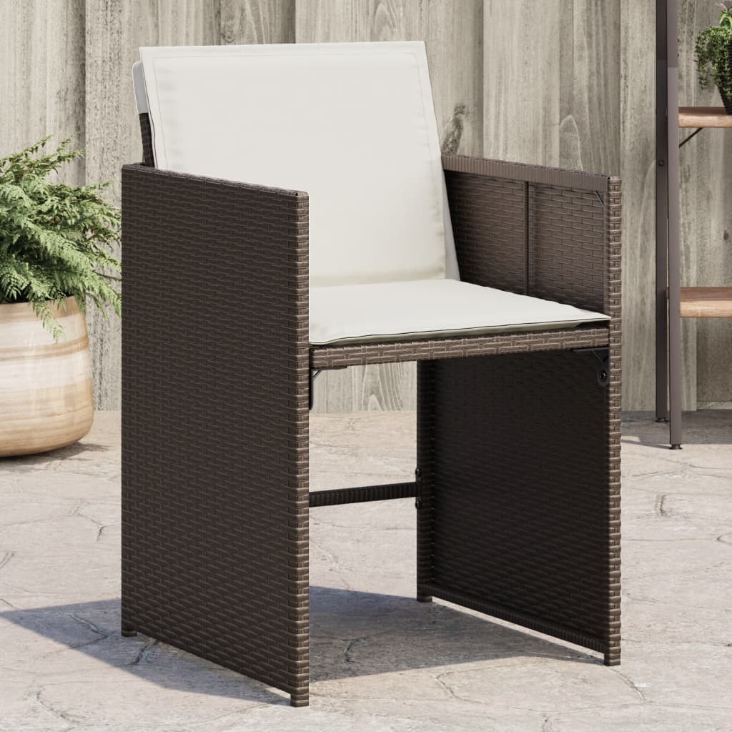 Sedie da Giardino con Cuscini 4 pz Marroni in Polyrattan 364986