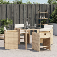 Sedie da Giardino con Cuscini 4 pz Beige in Polyrattan 364987