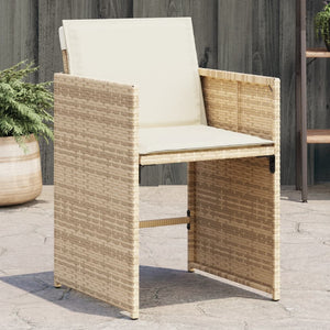 Sedie da Giardino con Cuscini 4 pz Beige in Polyrattan 364987