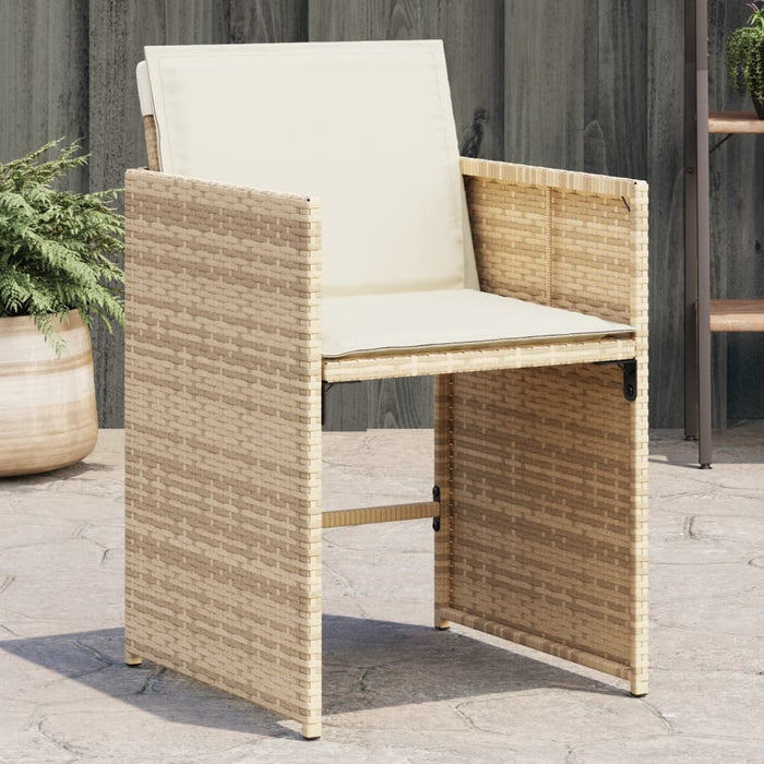 Sedie da Giardino con Cuscini 4 pz Beige in Polyrattan 364987