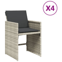 Sedie da Giardino con Cuscini 4 pz Grigio Chiaro in Polyrattan 364988