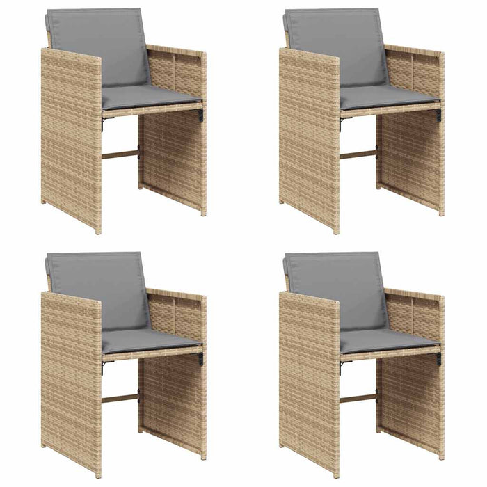 Sedie da Giardino con Cuscini 4 pz Beige Misto in Polyrattancod mxl 86728