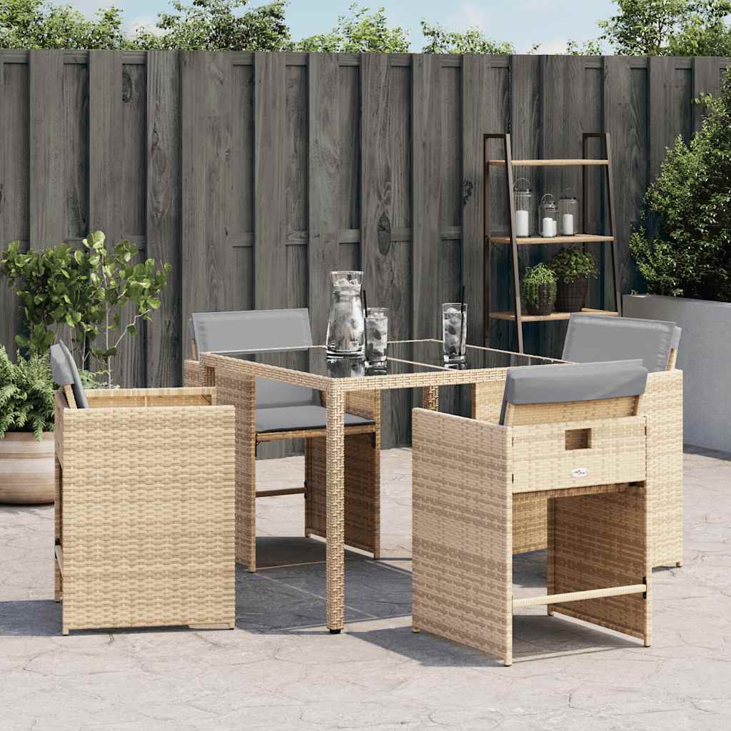 Sedie da Giardino con Cuscini 4 pz Beige Misto in Polyrattancod mxl 86728