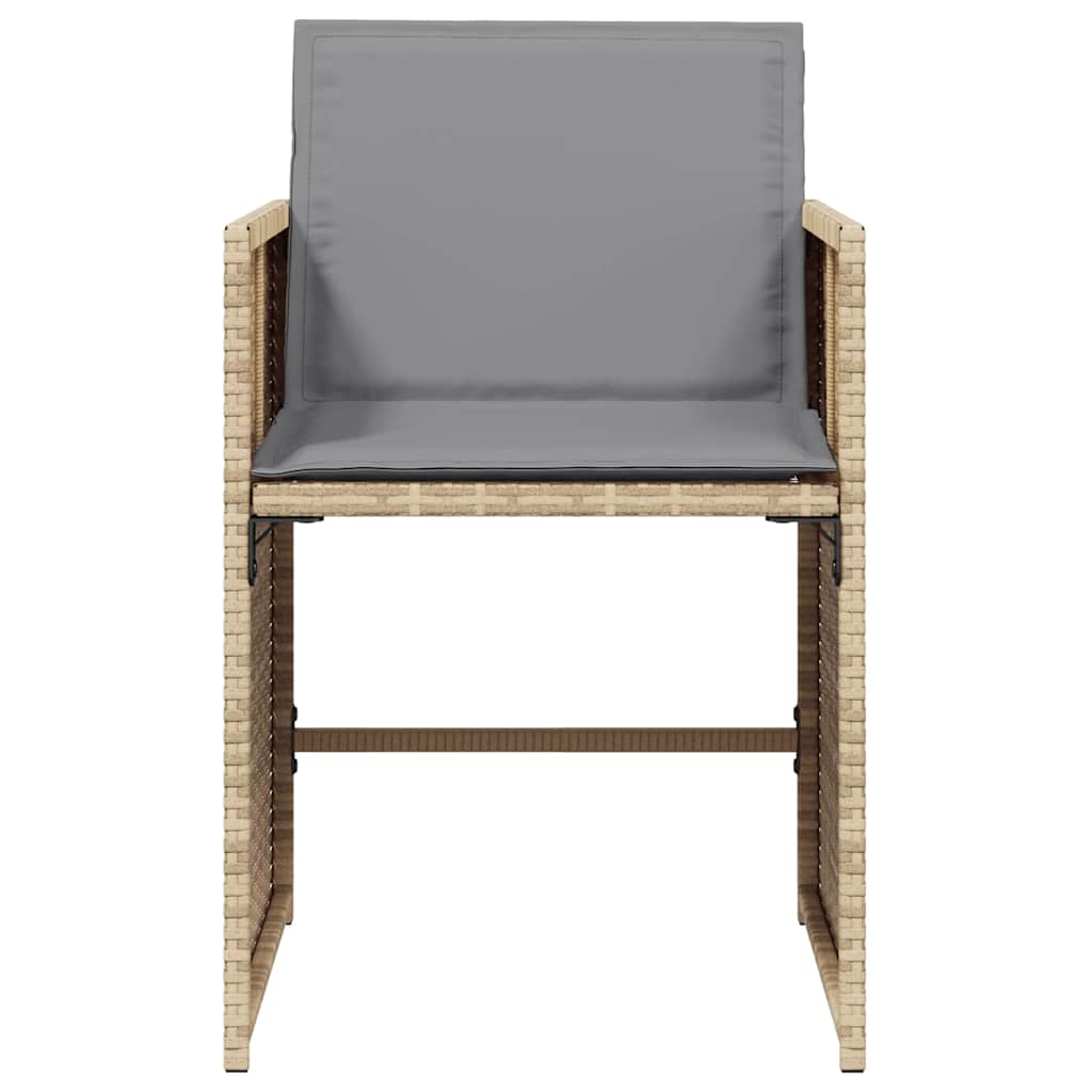 Sedie da Giardino con Cuscini 4 pz Beige Misto in Polyrattan 364989