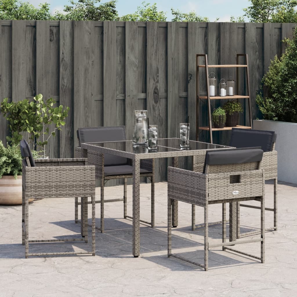 Sedie da Giardino con Cuscini 4pz Grigio in Polyrattan 365002